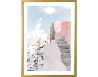 Greece Wall Art Prints // Pink Wall Art // Santorini Pastel Room Decor // Blush Prints Wall Art // Travel Prints // Travel Wall Art Prints