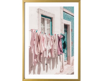 Laundry Room Decor Lisbon Portugal Pastel Travel Photography Wall Art