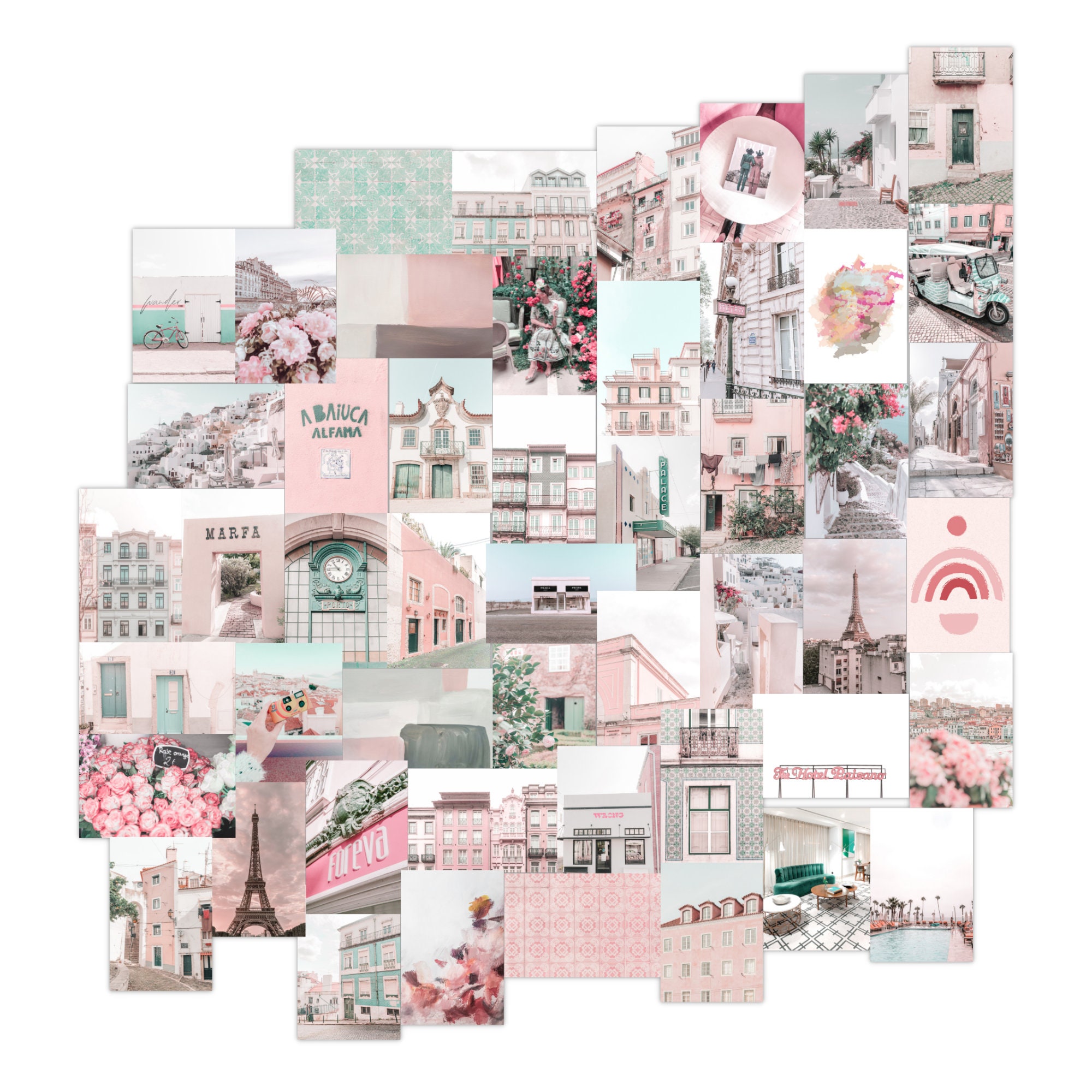 Wander More Wall Collage Kit Aesthetic Wall Art Pink Room - Etsy