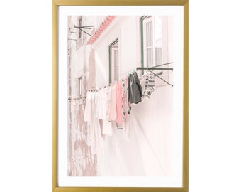 Laundry Room Decor Lisbon Portugal Pastel Travel Photography Wall Art