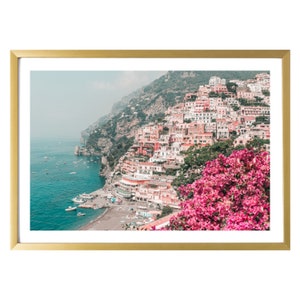 Italy Wall Art // Positano // Floral Wall Prints // Pink Wall Art // Travel Wall Art // Living Room Decor // Italy Print // Italian Decor
