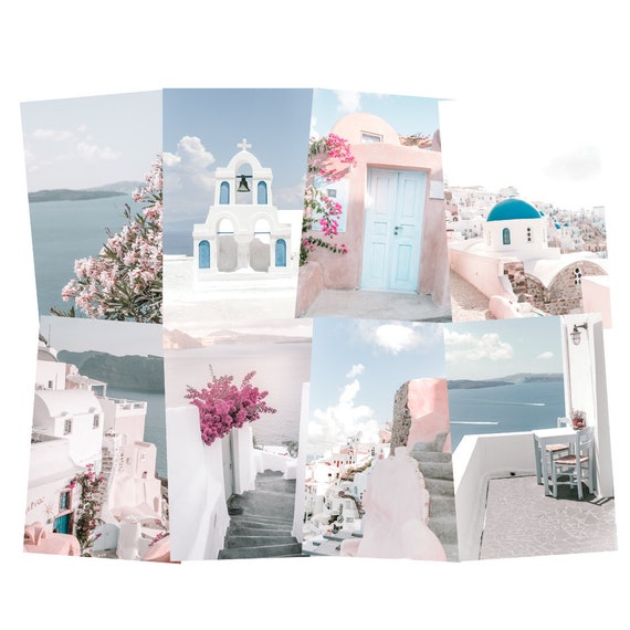 Santorini Posters Aesthetic Greece Prints Set of 8 Wall Art Dorm Room Decor
