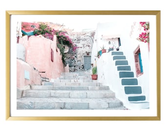 Santorini Greece Wall Art Photography Print Pink Room Decor