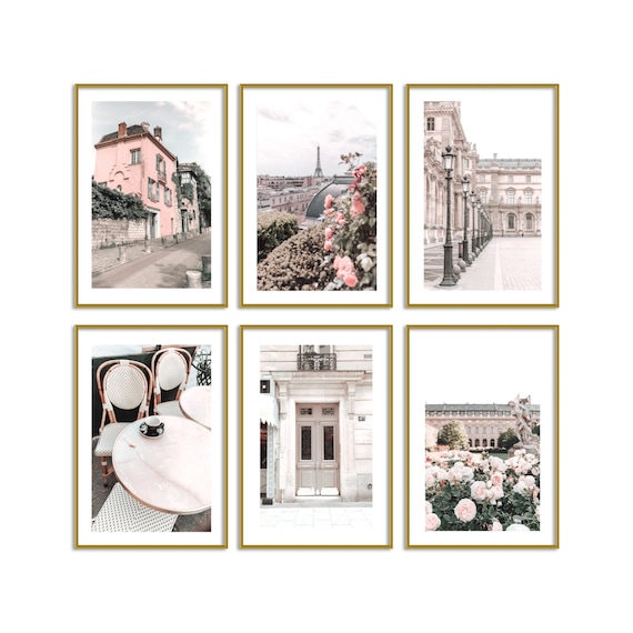 Paris Wall Decor Pastel Home Decor Prints Gallery Wall Set of 6 Original Photography