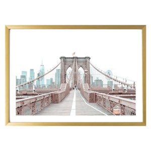 Brooklyn Bridge Photography Print Modern Decor Pink Wall Art