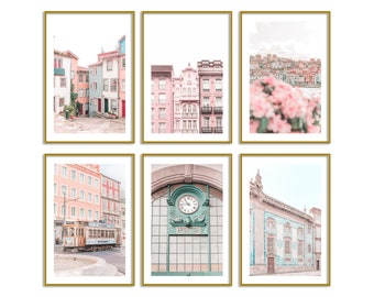 Porto Portugal Pastel Set of 6 Prints Travel Wall Art Decor