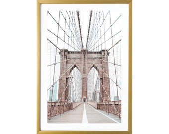Brooklyn Bridge Photography Print Modern Decor Pink Wall Art