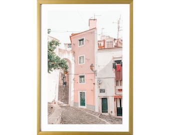 Lisbon Photography Print Pastel Pink Wall Art Portugal Room Decor