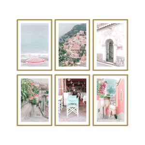 Italy Pastel Prints Set of 6 // Travel Wall Art Decor // Italy Gallery Wall Set // Positano Photography Prints Set