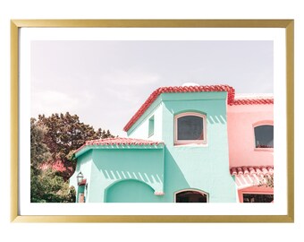 Sardinië Italië Pastel Wall Art Travel Print Mediterrane Art Print Poster Porto Cervo