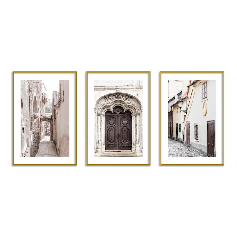 Europe Travel Prints Set of 3 Neutral Gallery Wall Art Photography image 1