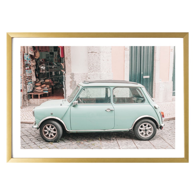 Lisbon portugal pastel mint green wall art print travel aesthetic decor