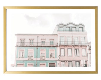 Lisbon Photography Print Pastel Pink Wall Art Portugal Room Decor