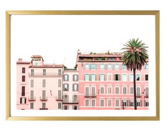 Rome Italië Wall Art Travel Print Pink Art Print Pastel Poster voor de slaapkamer, kinderkamer, woonkamer