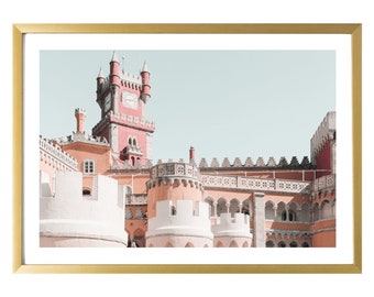 Sintra Portugal Travel Wall Art Pena Palace Pink Photography Print