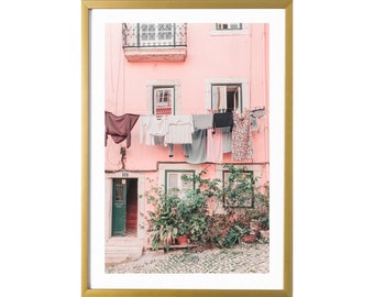 Lisbon Photography Print Pastel Pink Wall Art Portugal Room Decor