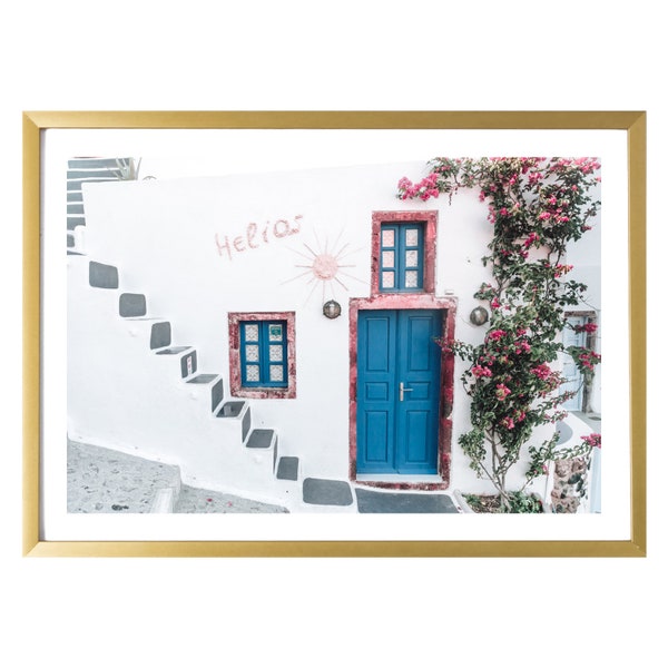Greece Art Print Door Photography Santorini Blue Wall Art Travel Prints