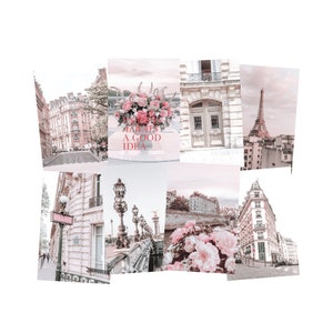 Paris Posters Aesthetic Pink Photography Prints Set of 8 Wall Art