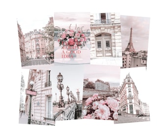 Paris Posters Aesthetic Pink Photography Prints Set of 8 Wall Art