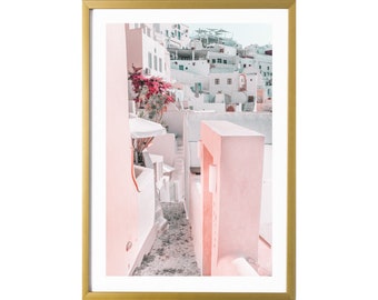 Santorini Greece Wall Art Prints Pink Photography Room Decor