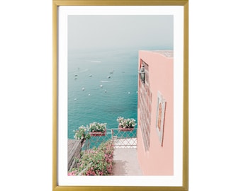 Positano Italy Pink Wall Art Print Room Decor