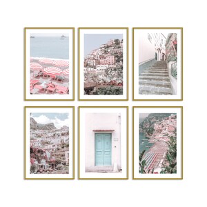 Positano Italy Prints Set of 6 Travel Gallery Wall Art Pastel Home Decor