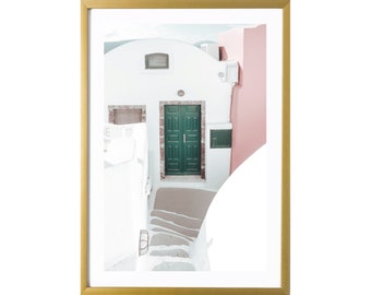 Santorini Greece Wall Art Room Decor Green Door Travel Prints