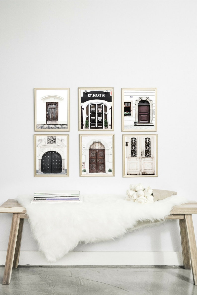 Travel Prints Set Gallery Wall Art Prague Doors Image 0