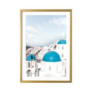 Santorini Greece Art Print Travel Photography Blue Domes Wall Prints