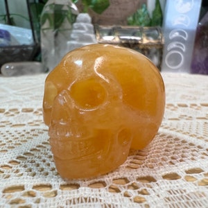 Orange Calcite Crystal Skull Carving - Orange Calcite Skull - Hand Carved Orange Calcite Skull - Crystal Skull - Crystal Decor - OC4