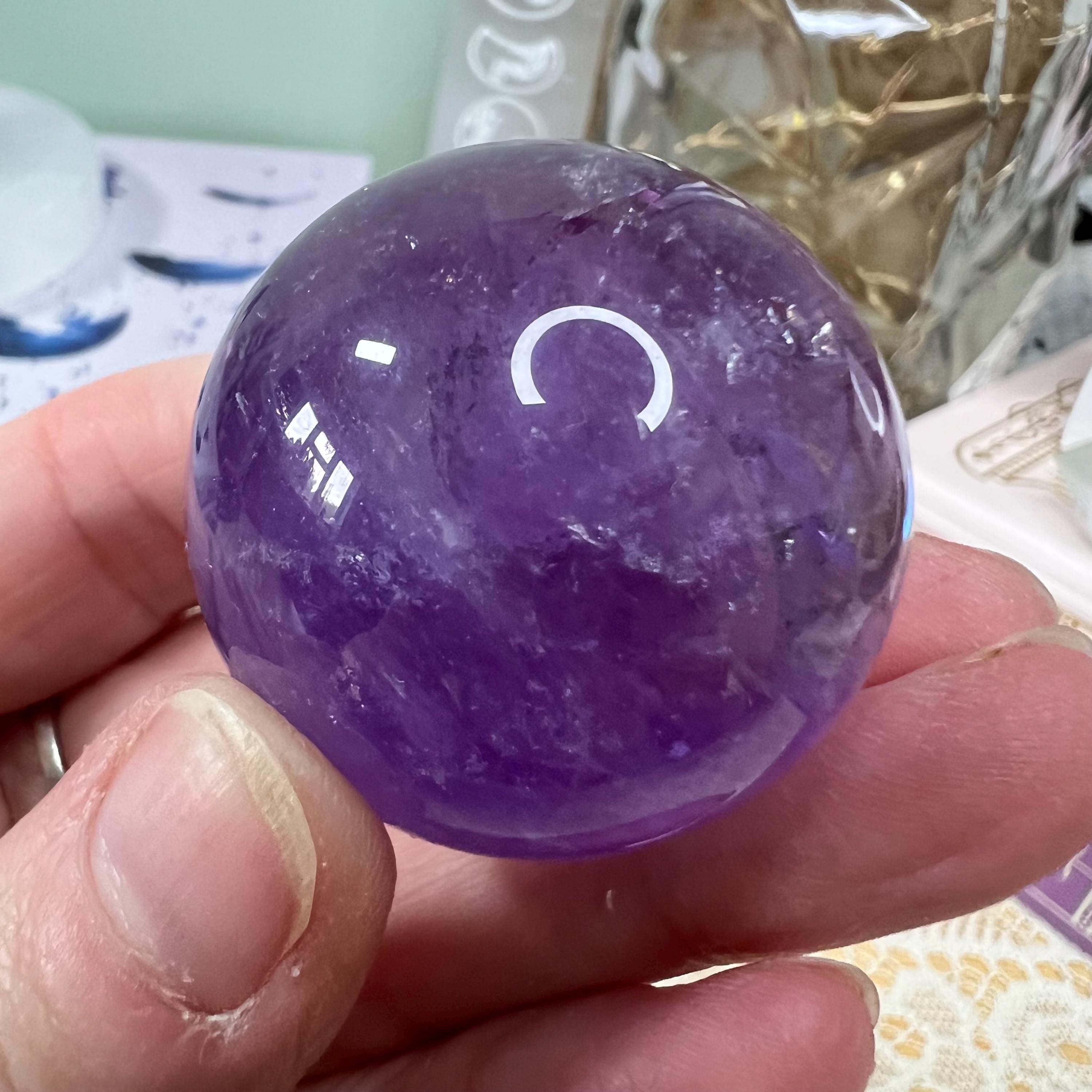 Mini esfera de cristal de amatista - Bola de cristal de amatista pulida - Mini orbe de cristal de amatista de alta calidad - AM2