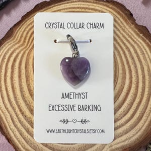 Amethyst Excessive Barking Crystal Pet Collar Charm - Crystal Collar Charm for Dogs - Amethyst Crystal Healing Collar Charm for Dogs
