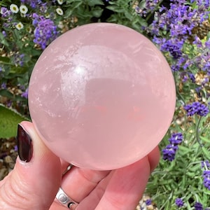 Rose Quartz Crystal Sphere - Polished Rose Quartz Crystal Ball - Pink Quartz Crystal Sphere - Crystal Decor - RQ22