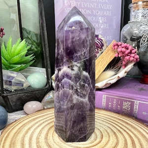Chevron Amethyst Standing Crystal Point - Polished Chevron Amethyst Crystal Tower - Crystal Decor - Crystal Collection - AM18