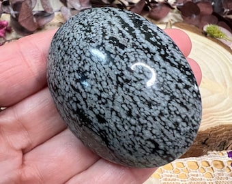 Snowflake Obsidian Polished Palm Stone - Snowflake Obsidian Palm Stone - Crystal Palm Stone - Crystal Collection - SO4