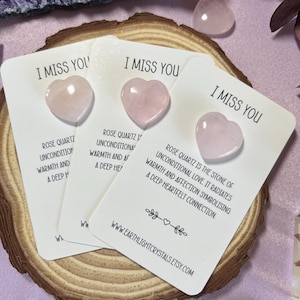 Rozenkwarts I Miss You Crystal Heart - Rozenkwartskristallen hart Missing You-token - I Miss You Crystal Heart-cadeau