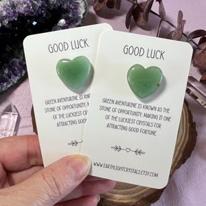 Coeur en cristal de poche porte-bonheur aventurine verte - Cœur en cristal d'aventurine porte-bonheur - Cadeau en cristal - Cristal de poche porte-bonheur
