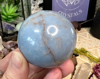 Angelite Crystal Sphere - Polished Angelite Crystal Ball - High Grade Peruvian Angelite Crystal Orb  - AN3