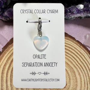 Opalite Separation Anxiety Crystal Pet Collar Charm - Crystal Collar Charm for Pets - Opalite Crystal Healing Collar Charm for Pets