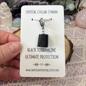 Black Tourmaline Ultimate Protection Crystal Collar Charm - Crystal Healing Charm for Pets - Black Tourmaline Collar Charm for Cats/Dogs