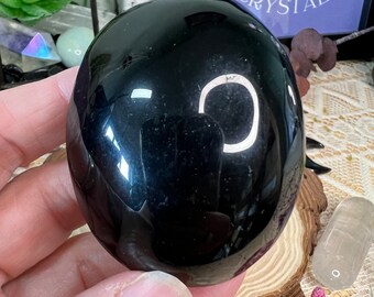 Black Obsidian Crystal Pebble - Black Obsidian Palm Stone - Crystal Pebble - Crystal Collection - OB10