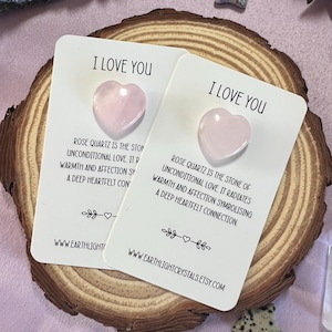Cuore di cristallo di quarzo rosa "Ti amo" - Cuore di cristallo di quarzo rosa "Ti amo" - Regalo di cuore di cristallo "Ti amo"