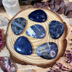 Sodalite Crystal Pocket Stone - Sodalite Polished Crystal Worry Stone - Crystal Collection - Sodalite Pocket Stone - SDP