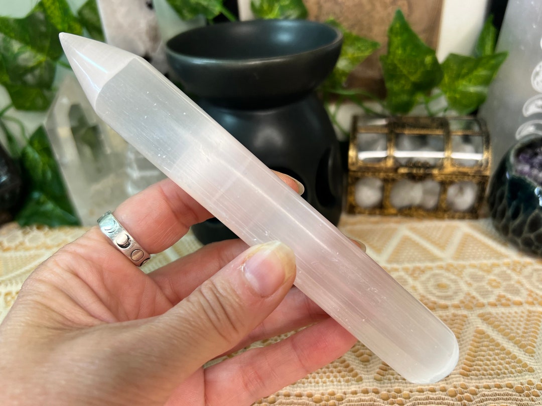 Selenite Smooth Pointed Crystal Wand Polished Selenite Smooth Wand