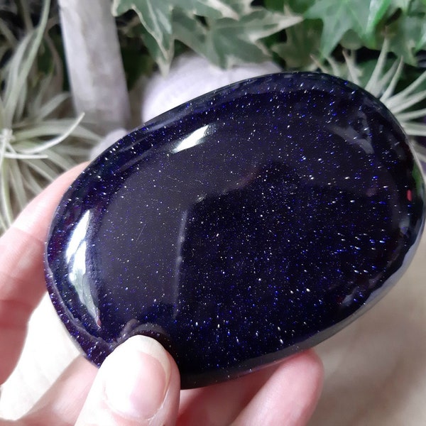 Super Size Blue Goldstone Crystal Palm Stone | Blue Goldstone Crystal Palm Stone | Crystal Pebble | Crystal Healing | Crystal Collection -BG