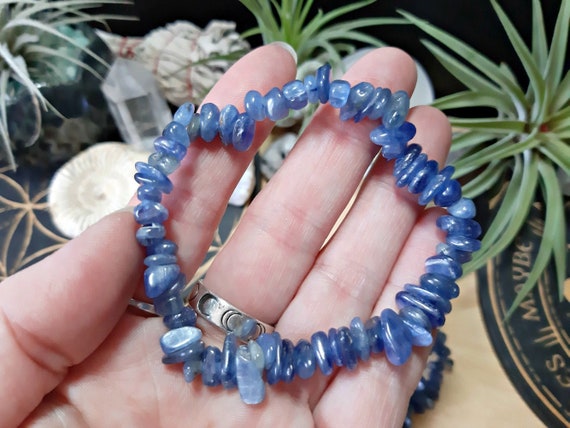 Blue Kyanite Beaded Crystal Healing Stone Bracelet