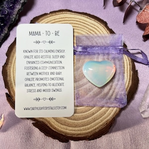 Regalo di cristallo a forma di cuore tascabile in opalite per la futura mamma - Regalo di cristallo a forma di cuore tascabile in opalite per la futura mamma - Cristallo curativo - Regalo di cristallo - OP
