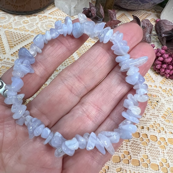 Blue Lace Agate Crystal Chip Bracelet