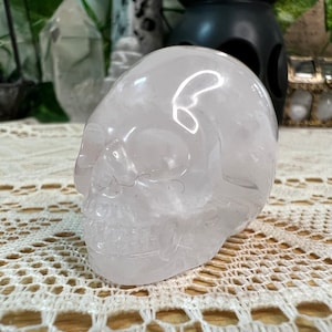 Rose Quartz Crystal Skull Carving - Rose Quartz Skull - Hand Carved Rose Quartz Skull - Crystal Skull - RQ3