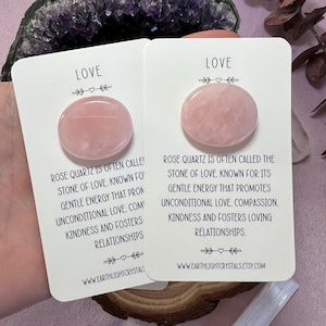 Rosenquarz Taschenstein Kristall Geschenk für Liebe - Rosenquarz Sorgenstein Kristall - Liebes Taschenkristall - Kristallheilung - Kristallgeschenk - RQ
